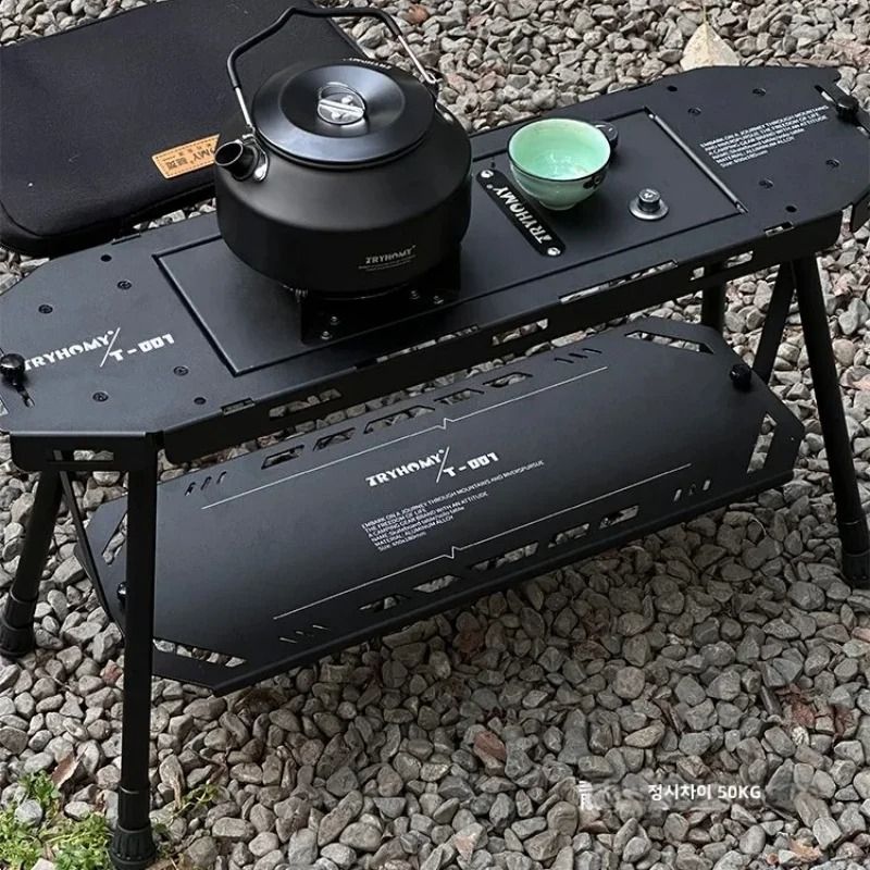 Tryhomy Tactical Folding Camping Table Lightweight Aluminum Outdoor Gear With Expandable Modular De 5
