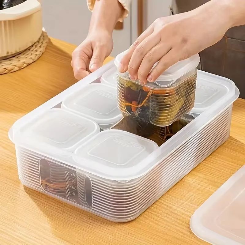 Premium 6-Grid Refrigerator Organizer Box – Airtight Food Storage Container for Fruits, Vegetables & Spices