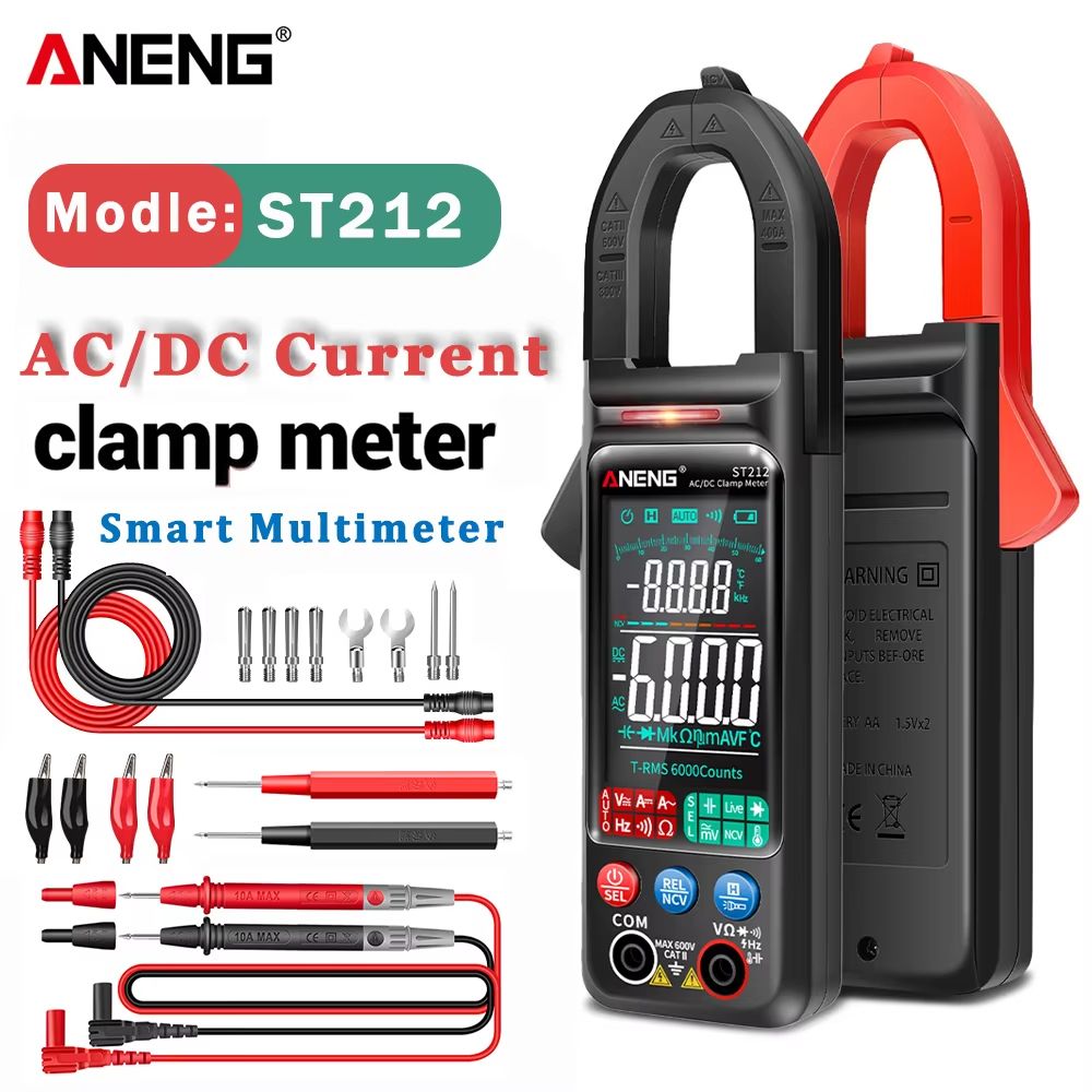 ANENG ST212 Color Screen Clamp Meter - AC DC Digital Multimeter with NCV and Temperature