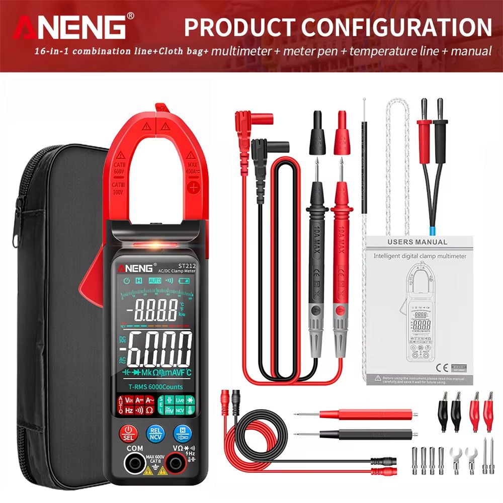 ANENG ST212 Color Screen Clamp Meter  AC DC Digital Multimeter With NCV And Temperature 10