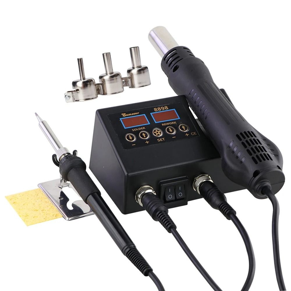 Electric Soldering Iron And Hot Air Gun 2 In 1 Station With Digital Display For Welding And Repair 3
