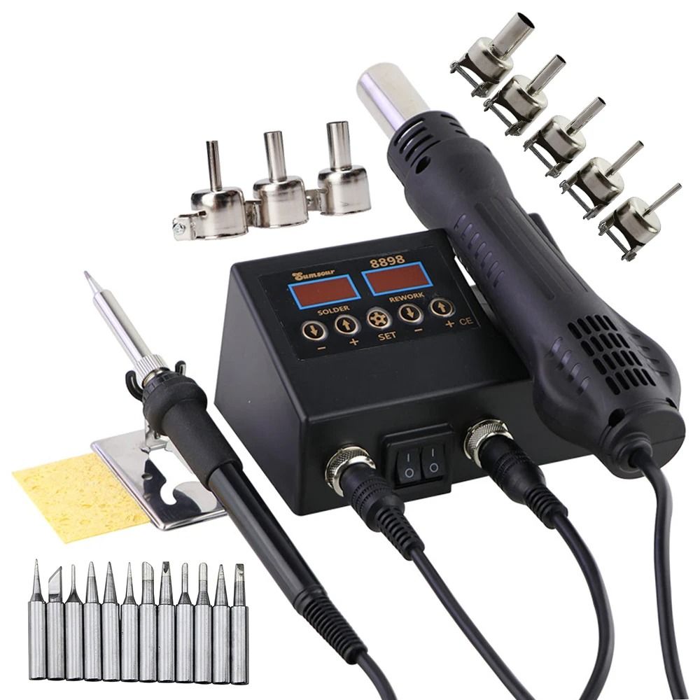Electric Soldering Iron And Hot Air Gun 2 In 1 Station With Digital Display For Welding And Repair 7