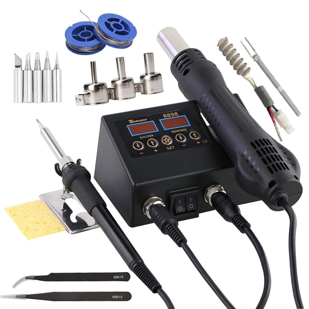 Electric Soldering Iron And Hot Air Gun 2 In 1 Station With Digital Display For Welding And Repair 8