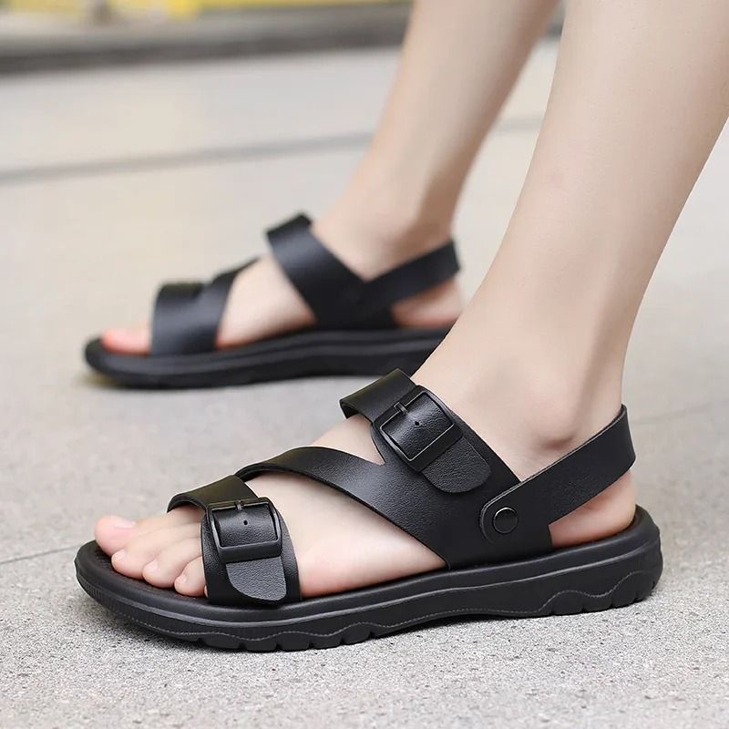 Mens Outdoor NonSlip Summer Sandals With Breathable PU Leather Design 2