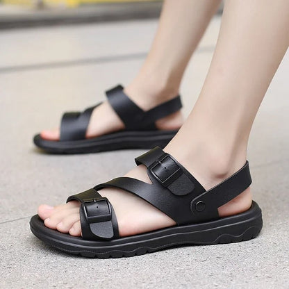 Mens Outdoor NonSlip Summer Sandals With Breathable PU Leather Design 2