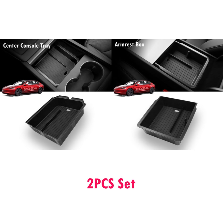 For Tesla Model Y Juniper & Model 3 Highland ABS Center Console Organizer Tray Armrest Storage Box Accessories fot Tesla