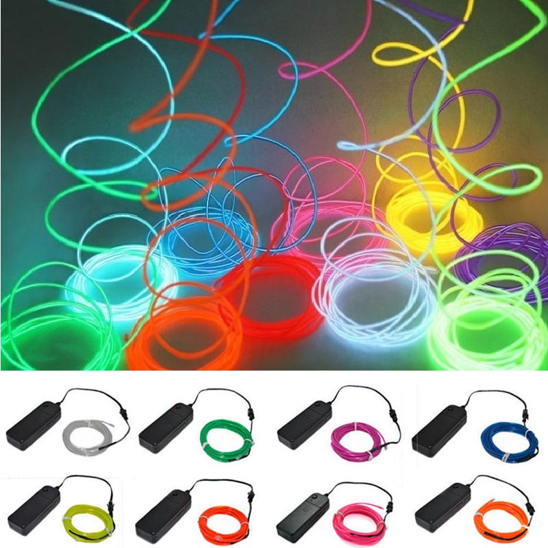 LED Glow Wire Neon Cable, Battery-Powered Light Strip for Christmas, DIY Projects, Costumes, Dance & Party Decoration