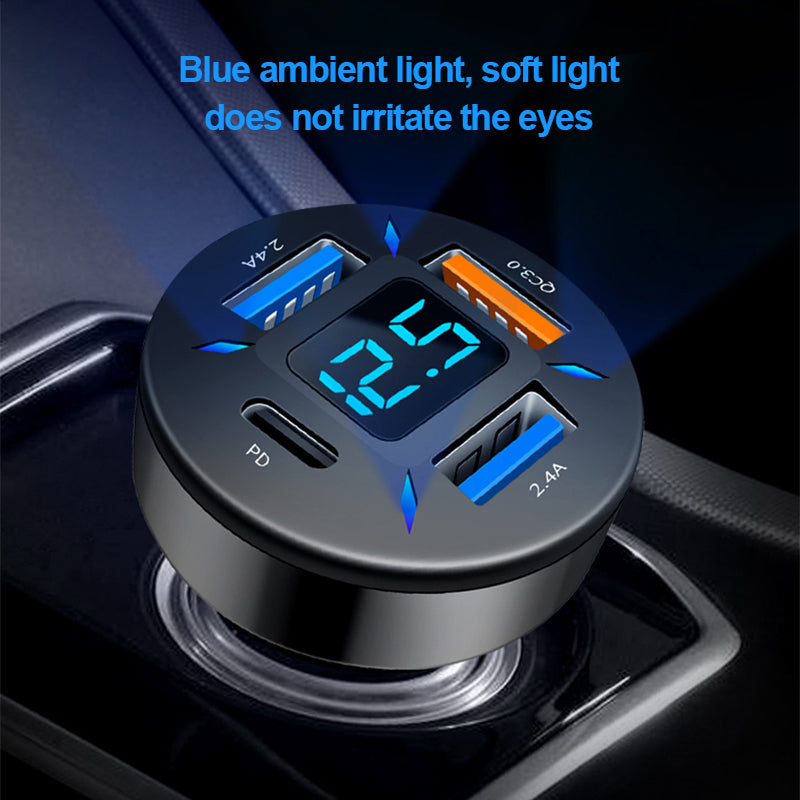 66W Quick Charge Car Phone Charger, PD & QC3.0 4 Port USB Cigarette Lighter Adapter for iPhone, Xiaomi, Samsung