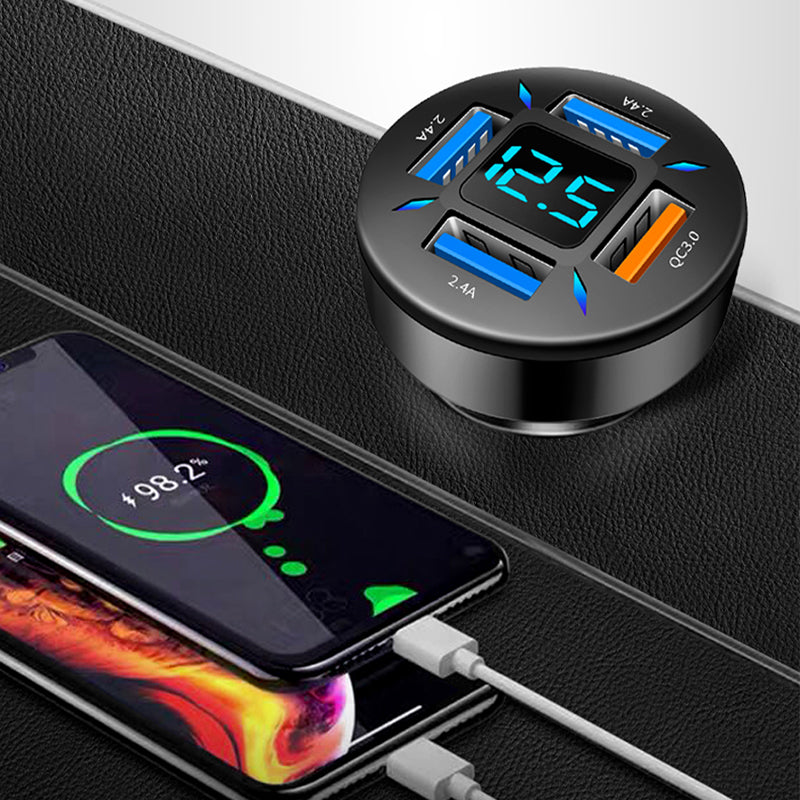 66W Quick Charge Car Phone Charger, PD & QC3.0 4 Port USB Cigarette Lighter Adapter for iPhone, Xiaomi, Samsung