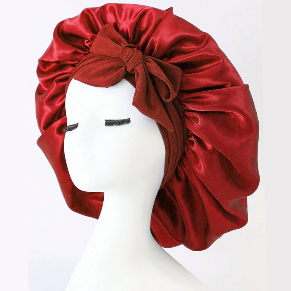 Satin Bonnet & Silk Sleep Set – Adjustable Bonnet for Sleeping with Tie Band, Hair Bonnet for Women & Men, Includes Eye