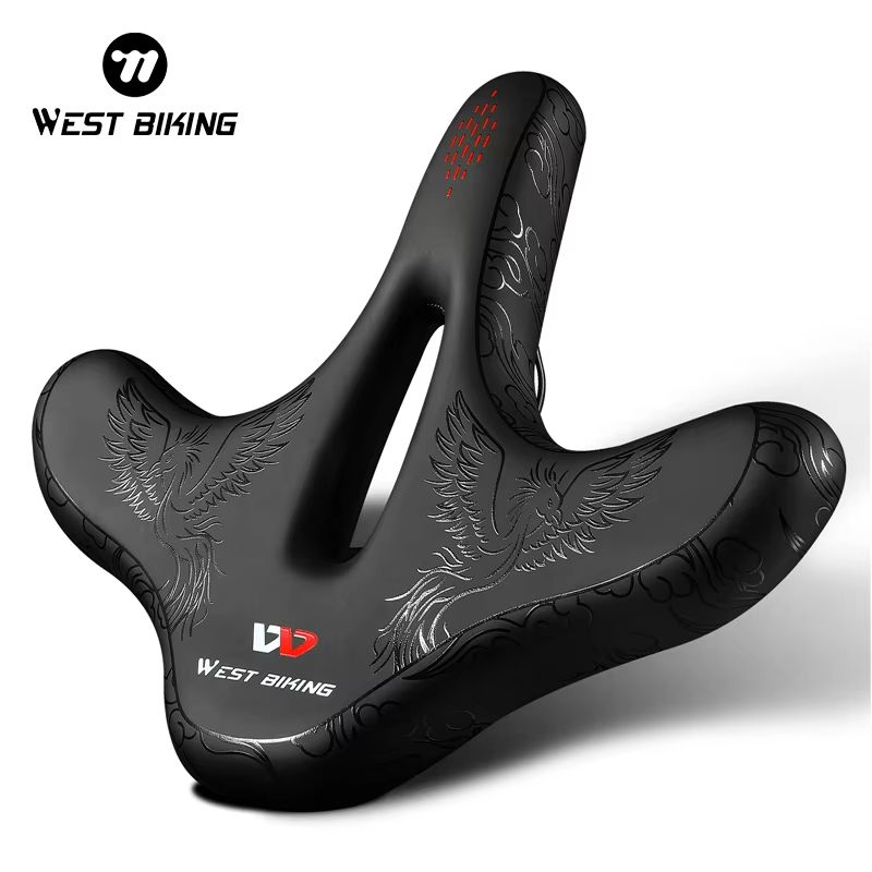 WEST BIKING Wide Comfort Bike Saddle – Shock-Absorbing Seat Cushion for Long Rides & Mountain Trails