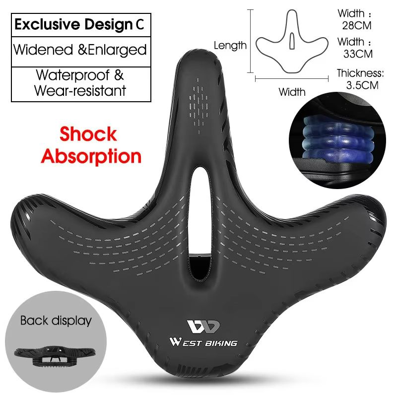 WEST BIKING Wide Comfort Bike Saddle  ShockAbsorbing Seat Cushion For Long Rides  Mountain Trails 6