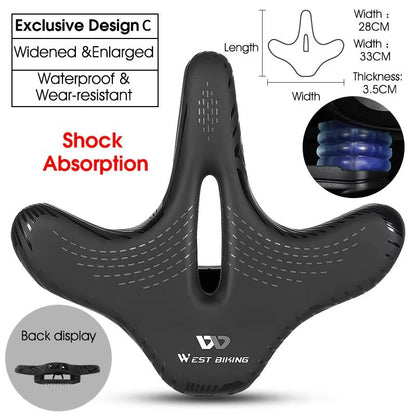 WEST BIKING Wide Comfort Bike Saddle  ShockAbsorbing Seat Cushion For Long Rides  Mountain Trails 6