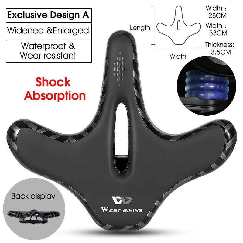 WEST BIKING Wide Comfort Bike Saddle  ShockAbsorbing Seat Cushion For Long Rides  Mountain Trails 7