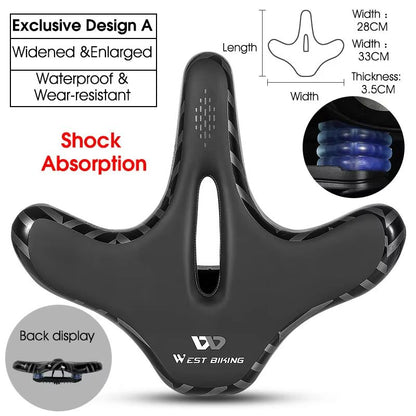 WEST BIKING Wide Comfort Bike Saddle  ShockAbsorbing Seat Cushion For Long Rides  Mountain Trails 7