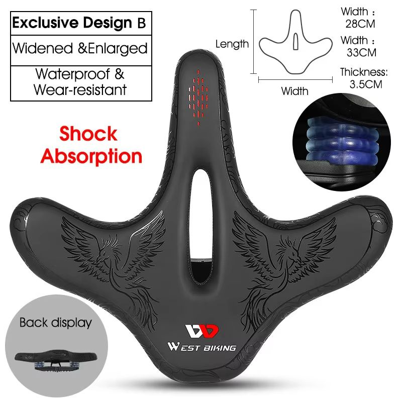 WEST BIKING Wide Comfort Bike Saddle  ShockAbsorbing Seat Cushion For Long Rides  Mountain Trails 8