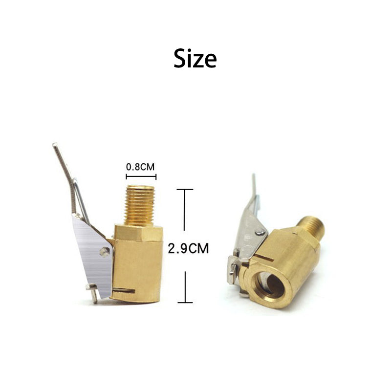 Brass Clip-On Air Chuck Valve Adapter, Portable Car Tire Inflatable Pump Connector, Tyre Inflator Tool
