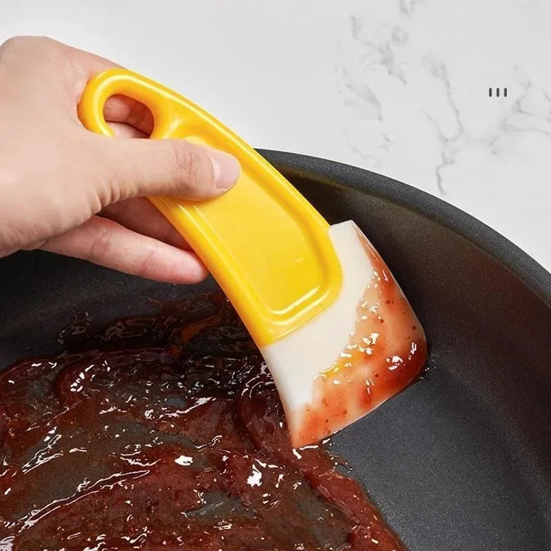 Silicone Kitchen Scraper Cleaning Spatula – Soft Blade Food Residue Stains Remover for Pots, Pans, Dishes & Baking