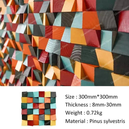 3D Wooden Mosaic Wall Art Acoustic Diffuser Panel For Home Or Office Decor 8