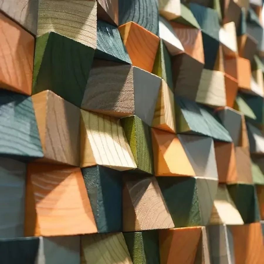 3D Wooden Mosaic Wall Art Acoustic Diffuser Panel for Home or Office Decor