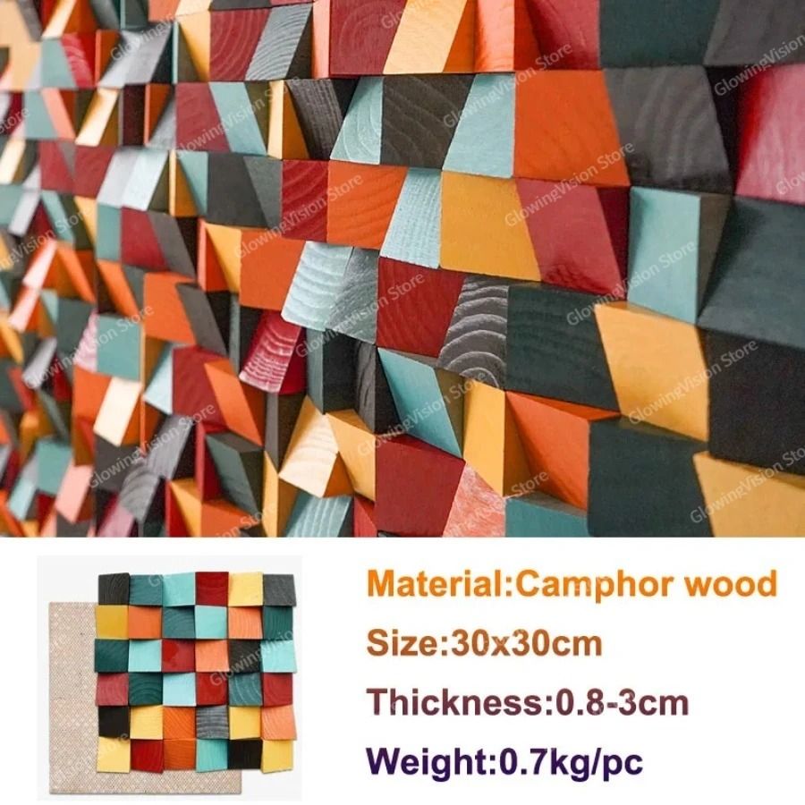 3D Wooden Mosaic Wall Art Acoustic Diffuser Panel For Home Or Office Decor 5