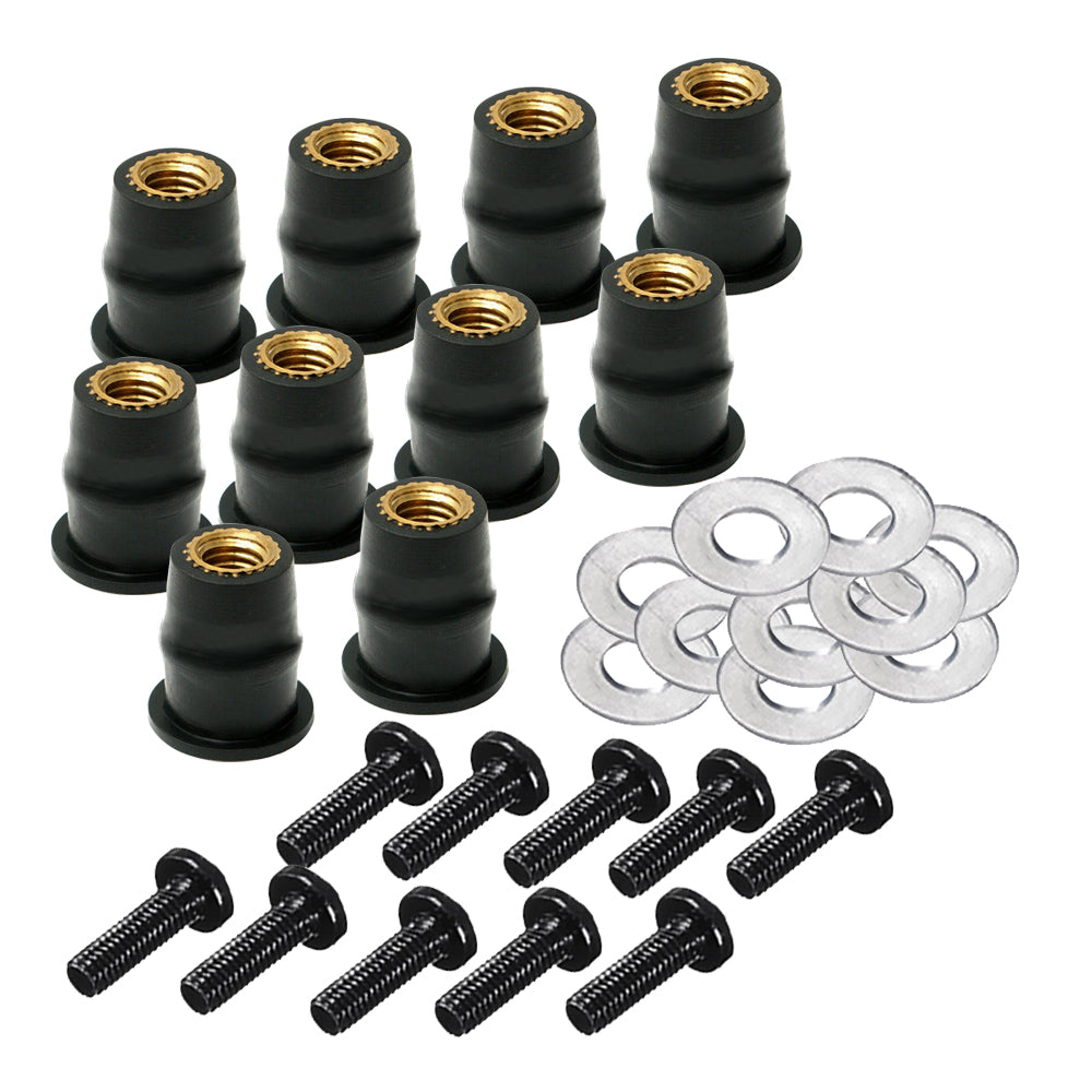 Motorcycle Windshield Bolts Screws Set Rubber Well Nut Fastener Kit for Honda Kawasaki Yamaha Suzuki Windscreen