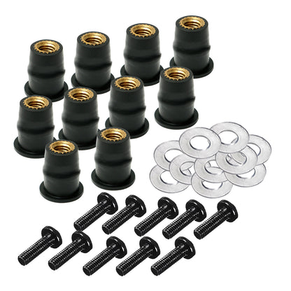 Motorcycle Windshield Bolts Screws Set Rubber Well Nut Fastener Kit for Honda Kawasaki Yamaha Suzuki Windscreen