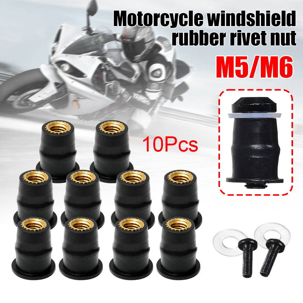 Motorcycle Windshield Bolts Screws Set Rubber Well Nut Fastener Kit for Honda Kawasaki Yamaha Suzuki Windscreen