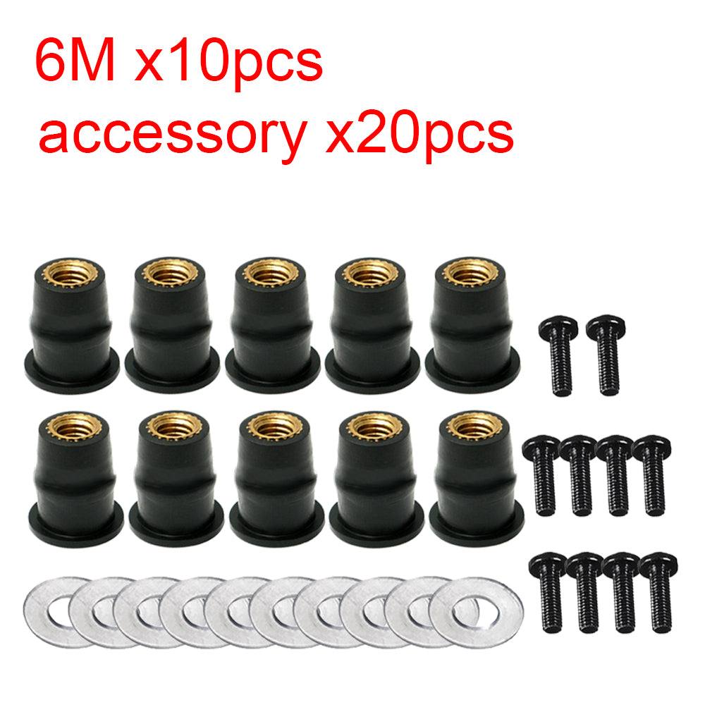 Motorcycle Windshield Bolts Screws Set Rubber Well Nut Fastener Kit for Honda Kawasaki Yamaha Suzuki Windscreen