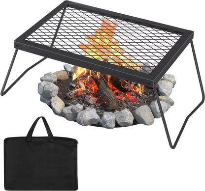 HeavyDuty Folding Campfire Grill  Portable Steel Mesh Grate For Open Fire Cooking 1