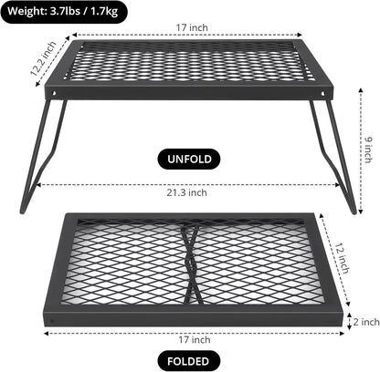 HeavyDuty Folding Campfire Grill  Portable Steel Mesh Grate For Open Fire Cooking 4