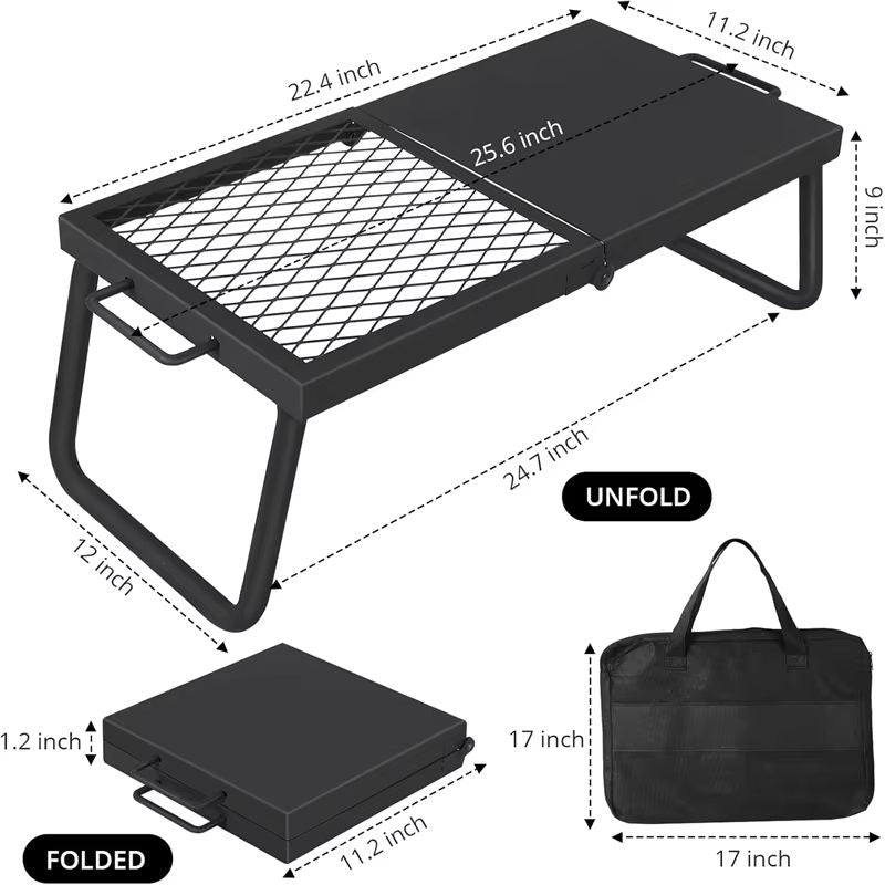 HeavyDuty Folding Campfire Grill  Portable Steel Mesh Grate For Open Fire Cooking 5