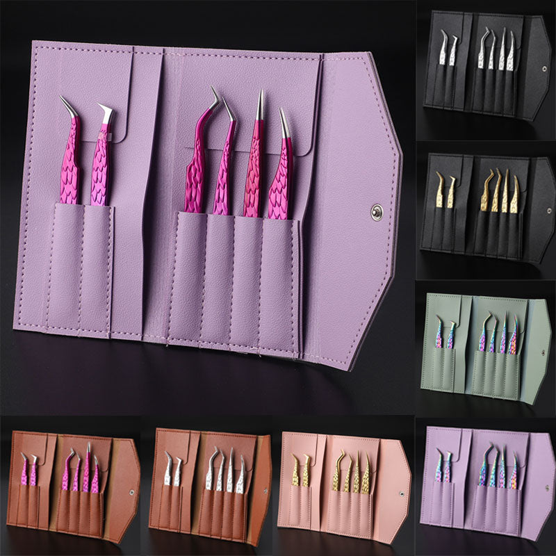 6PCS False Eyelash Tweezers Set for Fake Fan Lashes Extensions – Eyebrow Planting Clip, Eyelash Tongs, Makeup Nail Tools