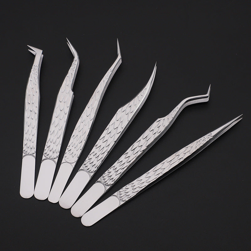 6PCS False Eyelash Tweezers Set for Fake Fan Lashes Extensions – Eyebrow Planting Clip, Eyelash Tongs, Makeup Nail Tools
