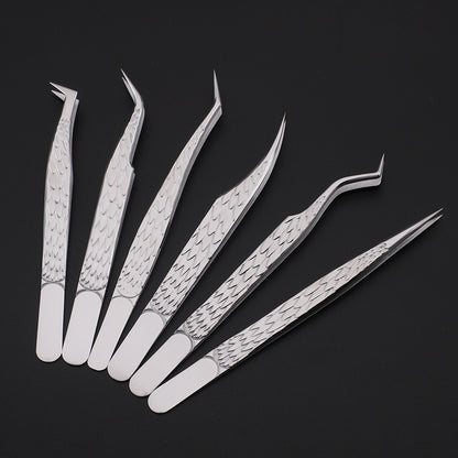6PCS False Eyelash Tweezers Set for Fake Fan Lashes Extensions – Eyebrow Planting Clip, Eyelash Tongs, Makeup Nail Tools