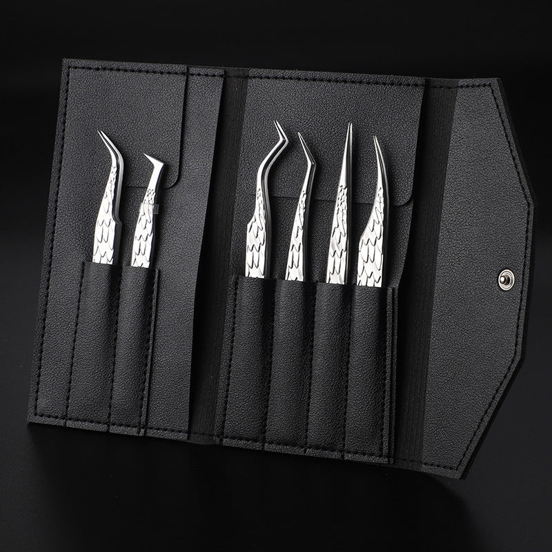 6PCS False Eyelash Tweezers Set for Fake Fan Lashes Extensions – Eyebrow Planting Clip, Eyelash Tongs, Makeup Nail Tools