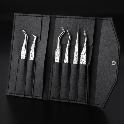 6PCS False Eyelash Tweezers Set for Fake Fan Lashes Extensions – Eyebrow Planting Clip, Eyelash Tongs, Makeup Nail Tools