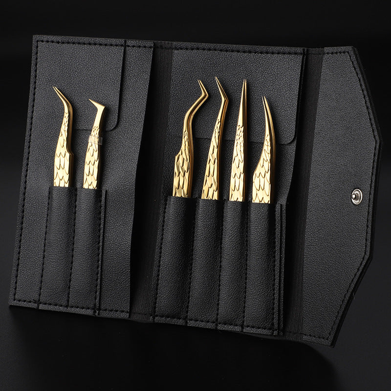 6PCS False Eyelash Tweezers Set for Fake Fan Lashes Extensions – Eyebrow Planting Clip, Eyelash Tongs, Makeup Nail Tools