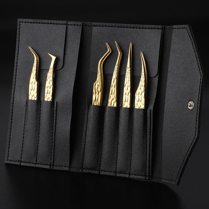 6PCS False Eyelash Tweezers Set for Fake Fan Lashes Extensions – Eyebrow Planting Clip, Eyelash Tongs, Makeup Nail Tools