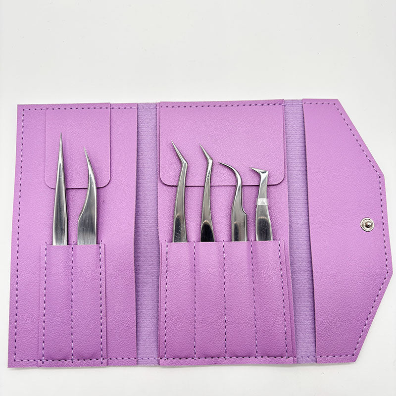 6PCS False Eyelash Tweezers Set for Fake Fan Lashes Extensions – Eyebrow Planting Clip, Eyelash Tongs, Makeup Nail Tools