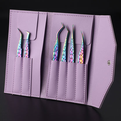 6PCS False Eyelash Tweezers Set for Fake Fan Lashes Extensions – Eyebrow Planting Clip, Eyelash Tongs, Makeup Nail Tools