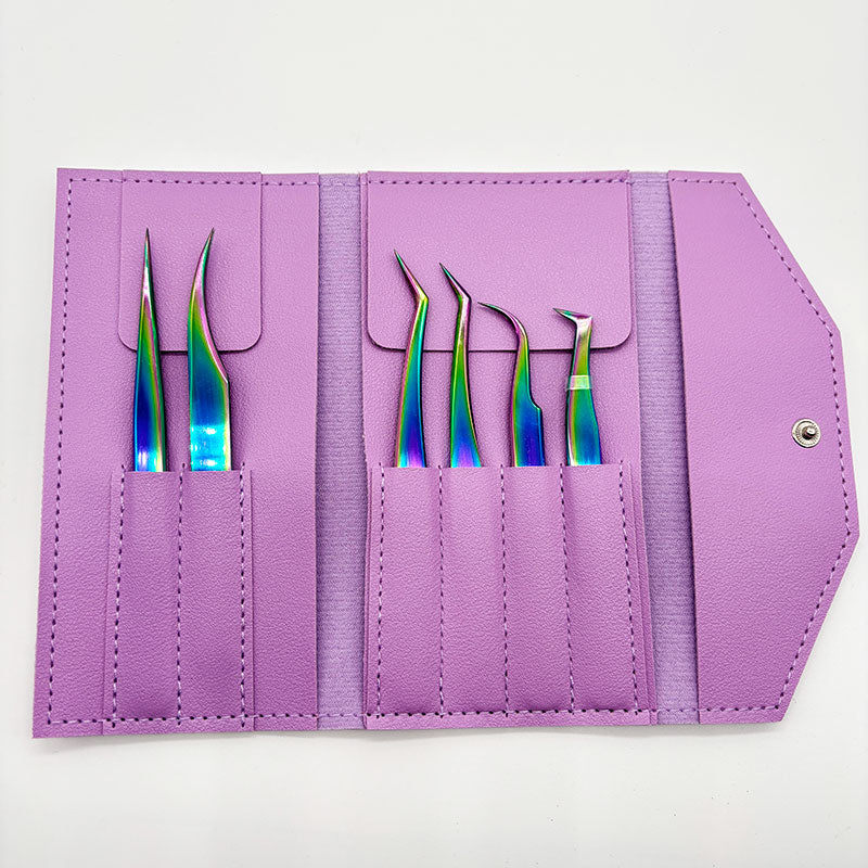 6PCS False Eyelash Tweezers Set for Fake Fan Lashes Extensions – Eyebrow Planting Clip, Eyelash Tongs, Makeup Nail Tools