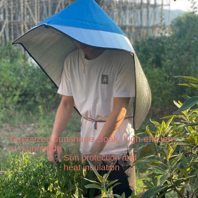 Sun  Rain Protection Hooded Cape Breathable UV Hat For Farming  Gardening With Wide Brim  Neck Cove 1