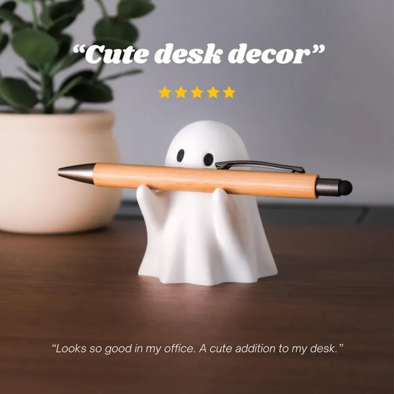 Ghost Pen Holder,Cute Resin Desktop Organizer for Office & Home,Halloween Decor, Funny Stationery Stand & Creative Gift