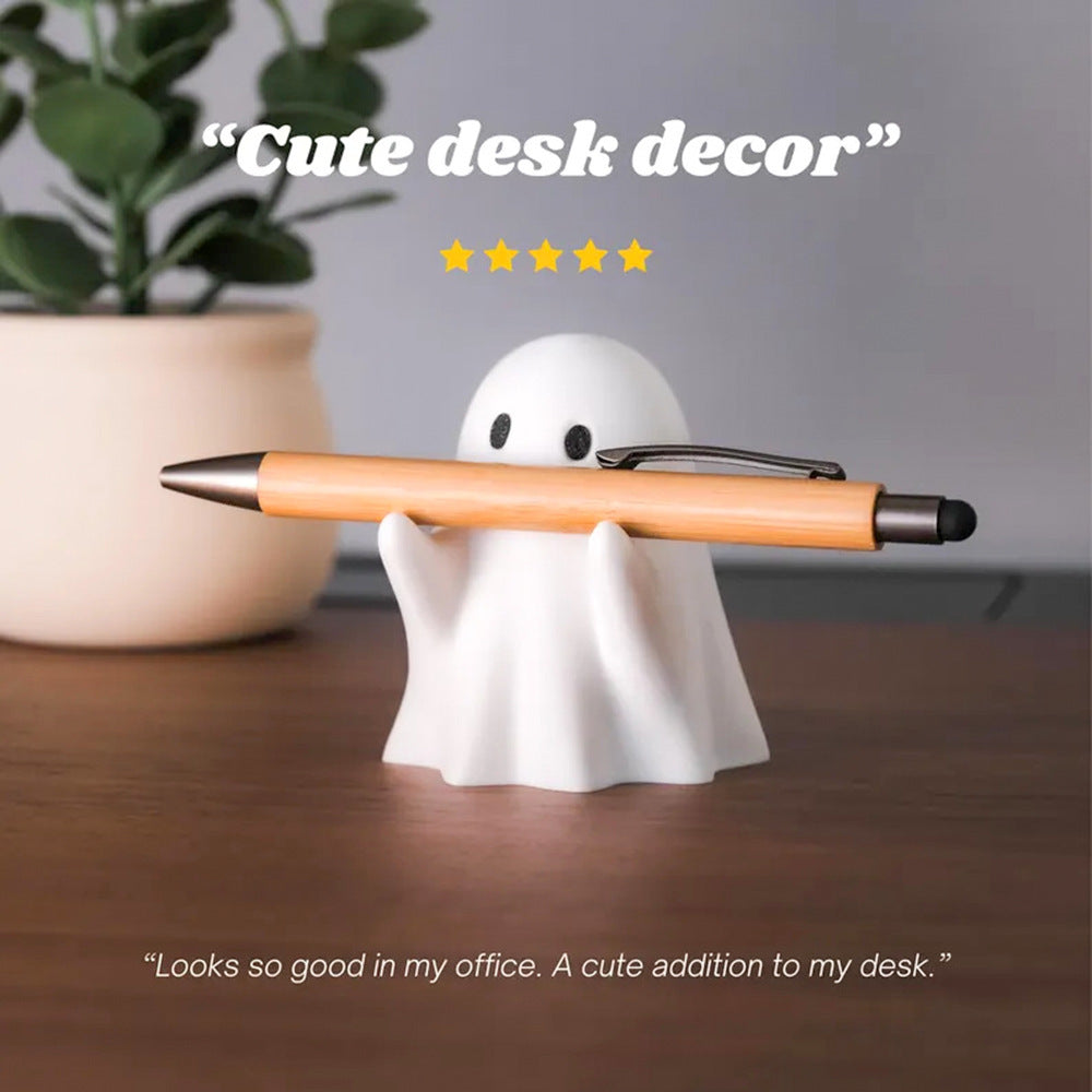 Ghost Pen Holder,Cute Resin Desktop Organizer for Office & Home,Halloween Decor, Funny Stationery Stand & Creative Gift
