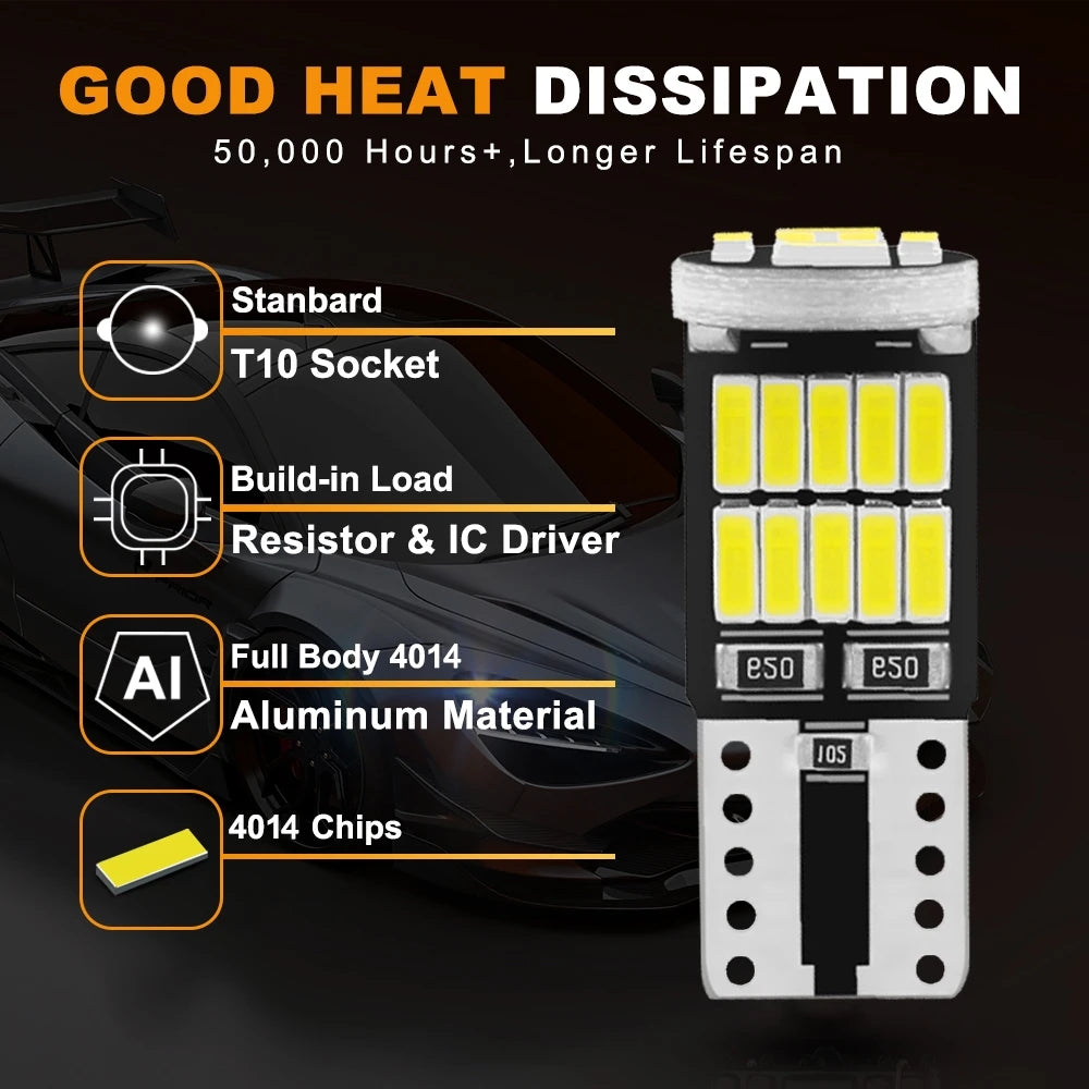 LED Canbus Car Interior Light No Error 26-SMD Chip Pure White Bulbs for Dome, Map, License Plate, Instrument Panel