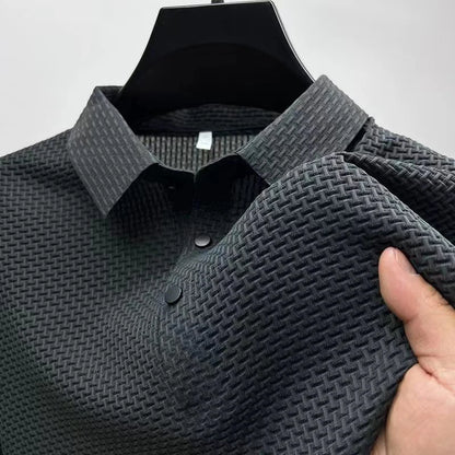 Mens Bone Flower Polo Shirt Business Casual, Breathable & Comfortable Summer Top