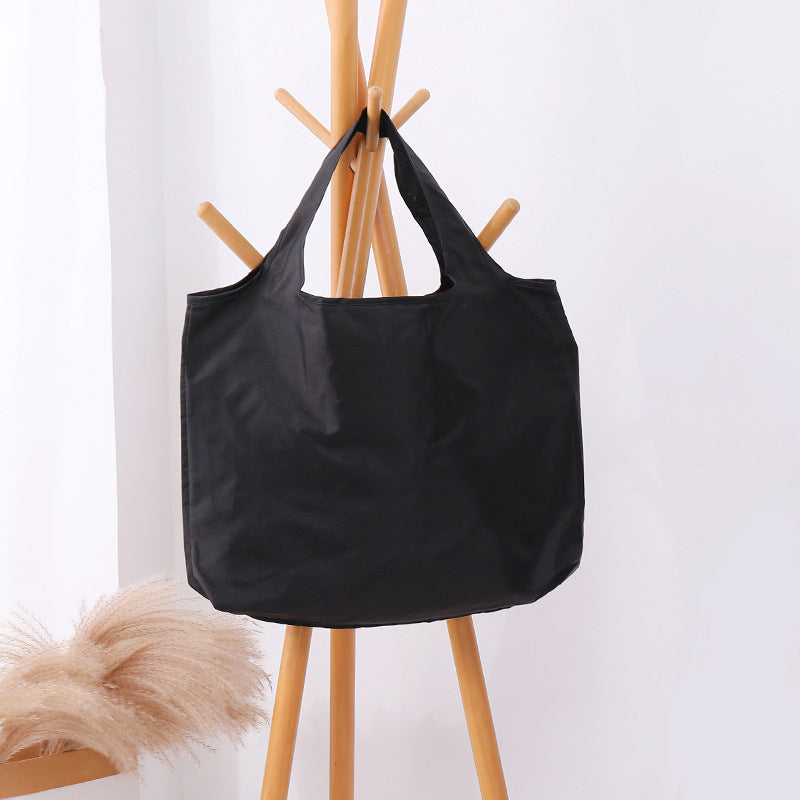 BIG Eco Friendly Folding Shopping Bag Reusable Solid Color Grocery Travel & Shoulder Handbag, Portable & Practical