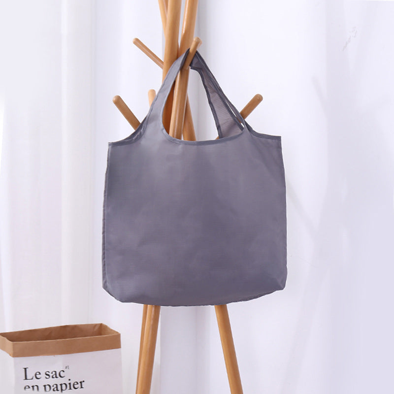 BIG Eco Friendly Folding Shopping Bag Reusable Solid Color Grocery Travel & Shoulder Handbag, Portable & Practical