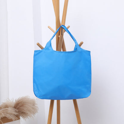BIG Eco Friendly Folding Shopping Bag Reusable Solid Color Grocery Travel & Shoulder Handbag, Portable & Practical